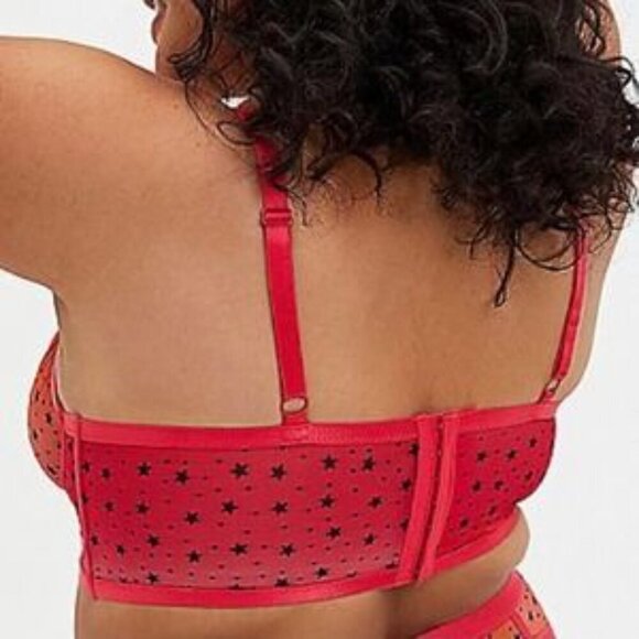 Torrid Raspberry Pink Ombre Star Mesh Bralette sz 1 - Picture 2 of 10